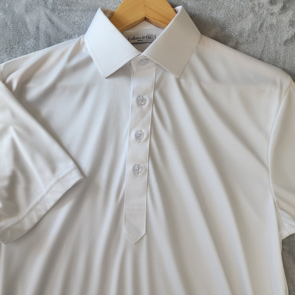 Collars & Co Polo Shirt Men Size Small White Firm Dress Collar Wrinkle Resistant